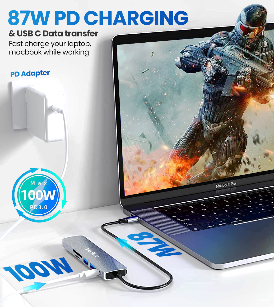 Eleboat® USB C Hub, 6 in 1 Portable Aluminum Multiport Adapter with 4K HDMI(30Hz), PD Power Delivery, USB 3.0, SD/Micro SD Card Reader, Type C Hub Eleboat® USB C Hub, 6 in 1 Portable Aluminum Multiport Adapter with 4K HDMI(30Hz), PD Power Delivery, USB 3.0, SD/Micro SD Card Reader, Type C Hub